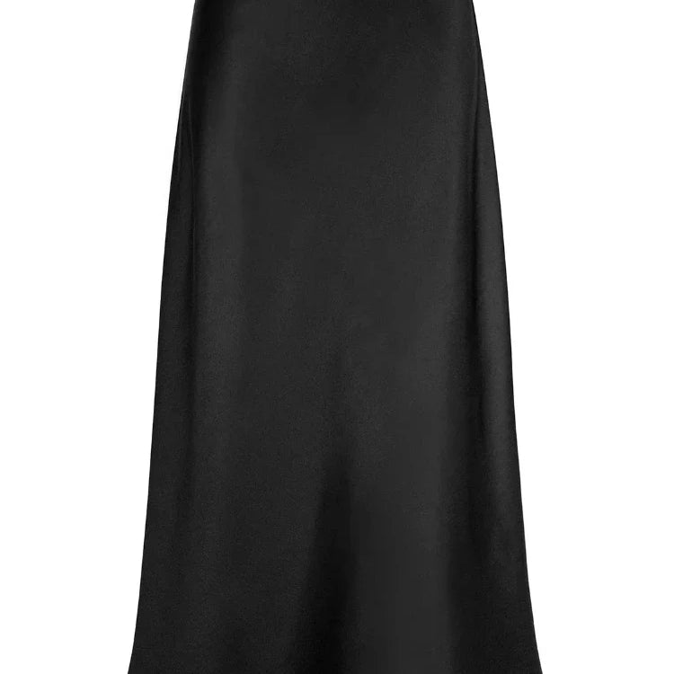 Women Satin Silk Skirts Summer Spring Korean Fashion Clothing Office Ladies Long Skirt Elegant Black Maxi Skirts for Women Black