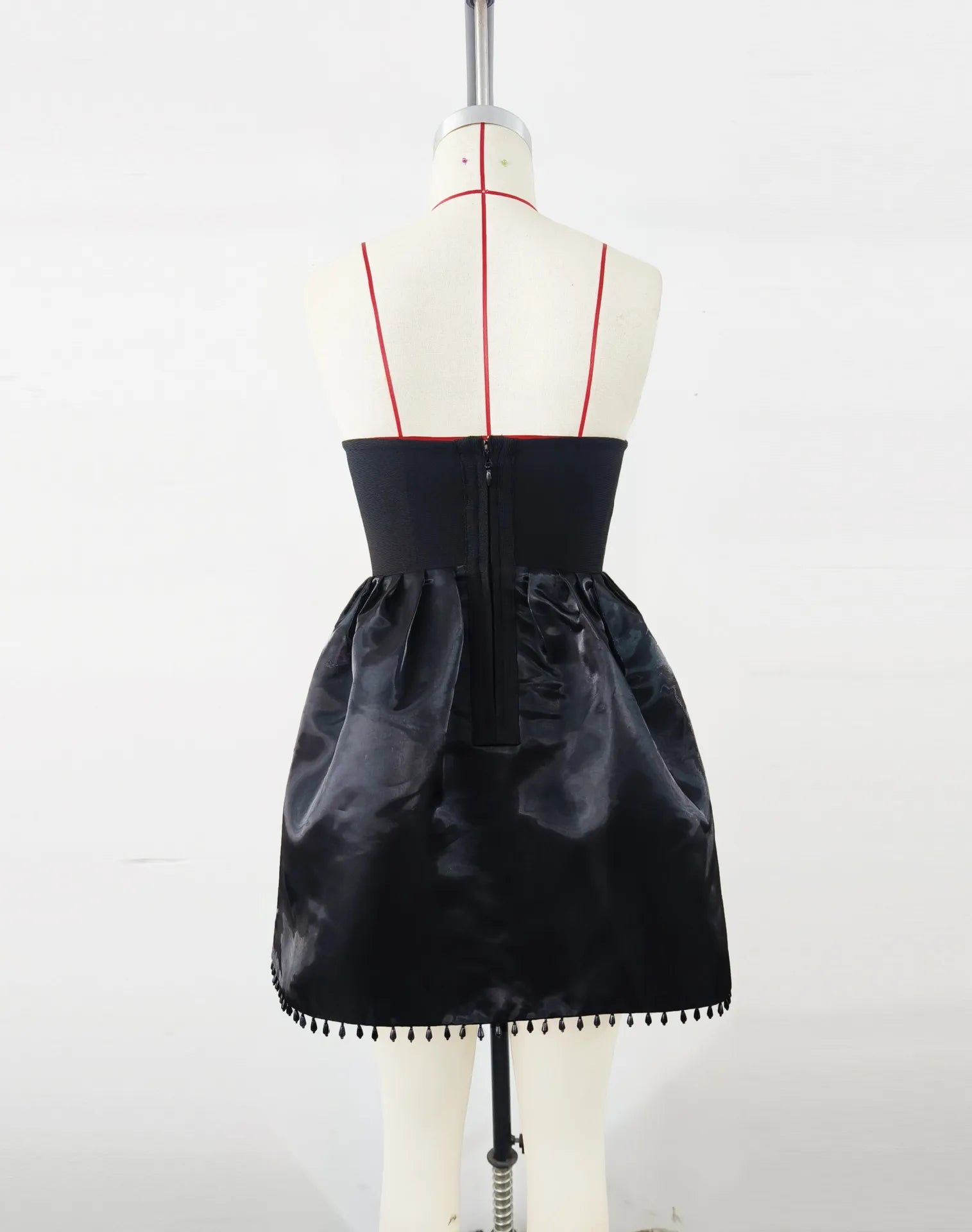 Black White Color Women Sexy Strapless Shinning Diamond Lace A-line Mini Dress Birthday Party Cute Girls'Phot Shoot Dress