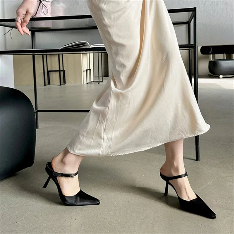Eilyken New Design High Heels Woman Pumps Buckle Strap Mules Slippers Sexy Pointed Toe Wedding Banquet Female Shoes