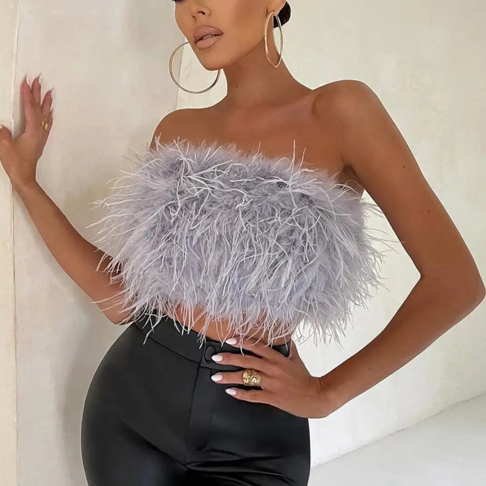 Party Crop Top Hidden Zipper Lightweight Navel-exposed Sleeveless Off Shoulder Lady Camisole Women Tub Top Good-looking