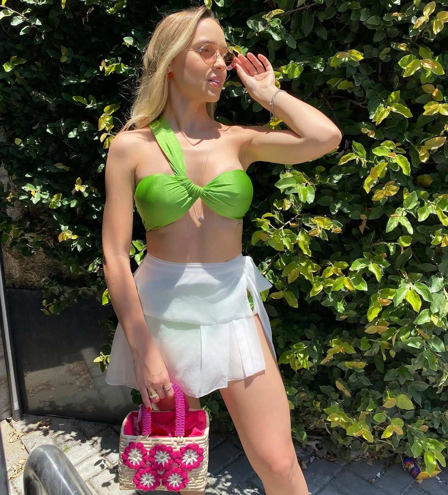 3 Pieces Tassel Bikini Set Women Beach Knitting Skirts Suit Hollow Out Grid Sexy See-Through Party Streetwear Summer Outfit 4