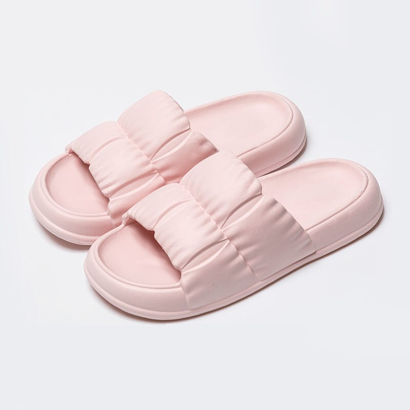 Summer Home Soft Sole Cloud Slippers Women Men Thick Platform Slippers Indoor Flip Flops Anti-Slip Sandals Slides for Bathroom Pink