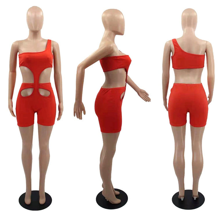 Znaiml 2024 One Shoulder Piece Rompers Playsuit Outfits Overalls for Women Clothing Summer Short Jumpsuit Monos Sexy Mujer
