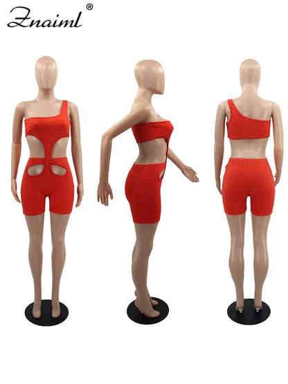 Znaiml 2023 One Shoulder Piece Rompers  Playsuit Outfits Overalls for Women Clothing Summer Short Jumpsuit Monos Sexy Mujer