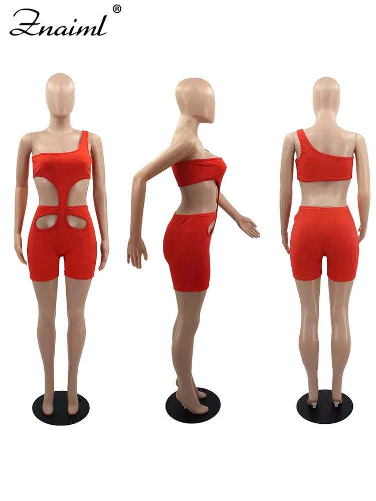 Znaiml 2024 One Shoulder Piece Rompers Playsuit Outfits Overalls for Women Clothing Summer Short Jumpsuit Monos Sexy Mujer