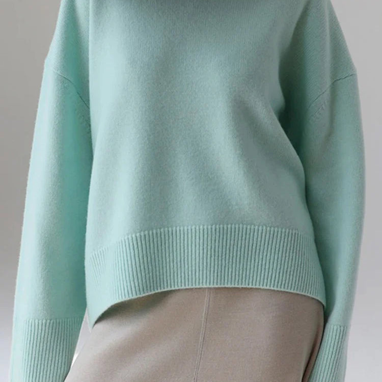 Basic Sweaters For Women Oversize O Neck Knitted Pullovers Autumn Winter Loose Tops Women's Jumper Light Blue Sweaters Oversized Emerald