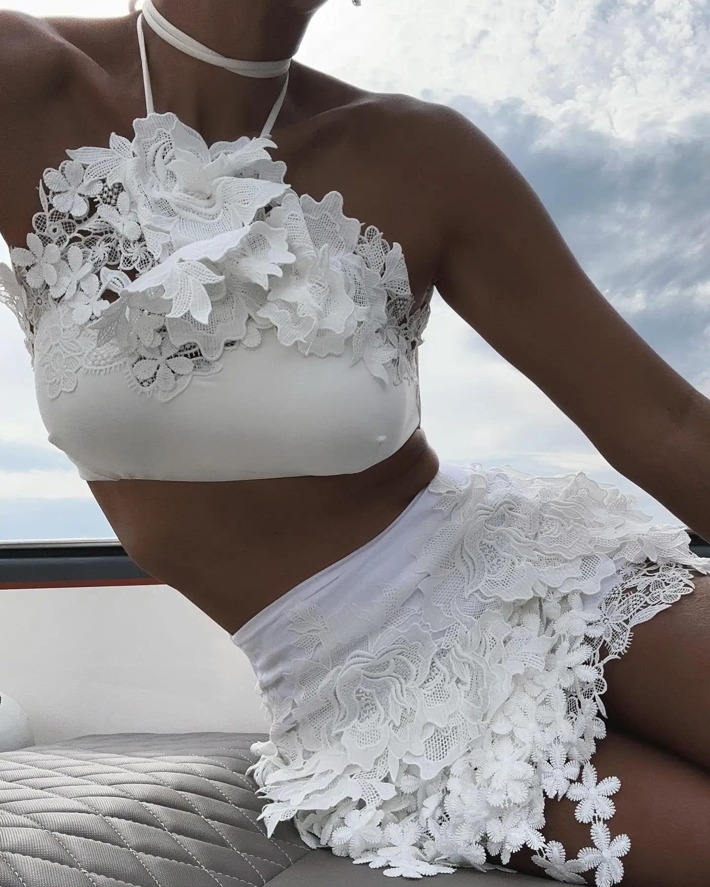 Sexy Women 3 Pieces Swimsuits Bikinis Sets With Skirt Pants Cover Ups Swimming Suits Female Swimwear Summer Outfits Beachwear 10