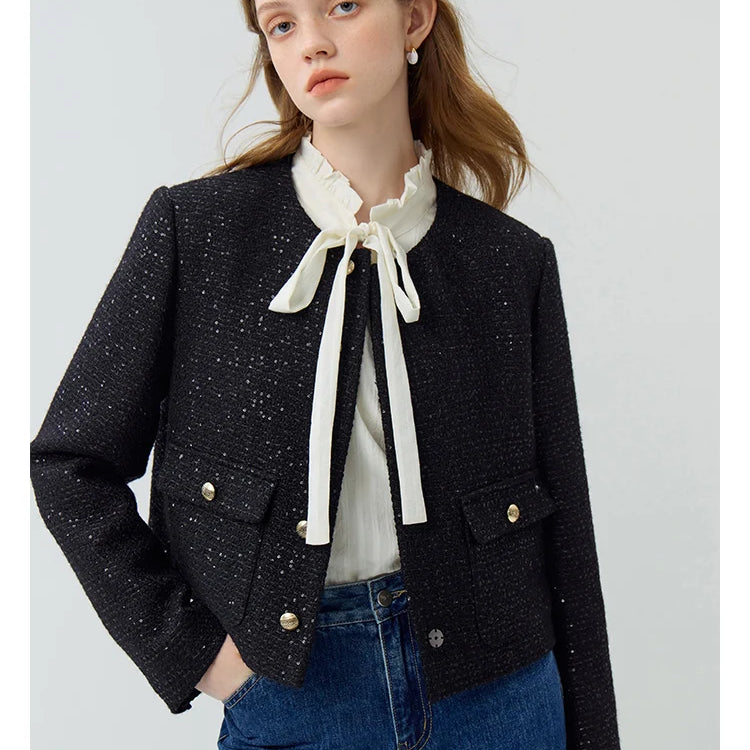 Tweed Jacket Women Autumn Short Coat Mini Skirts Temperament Two-piece Suit Design Sense Graceful Special Female Suits