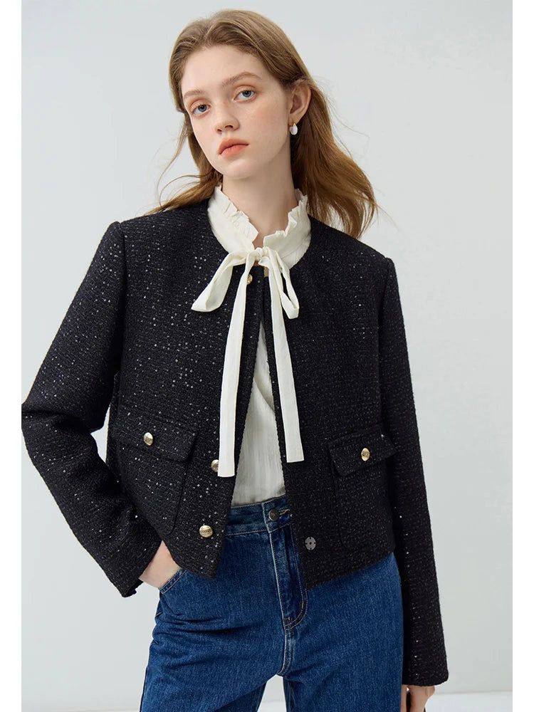 Tweed Jacket Women Autumn Short Coat Mini Skirts Temperament Two-piece Suit Design Sense Graceful Special Female Suits