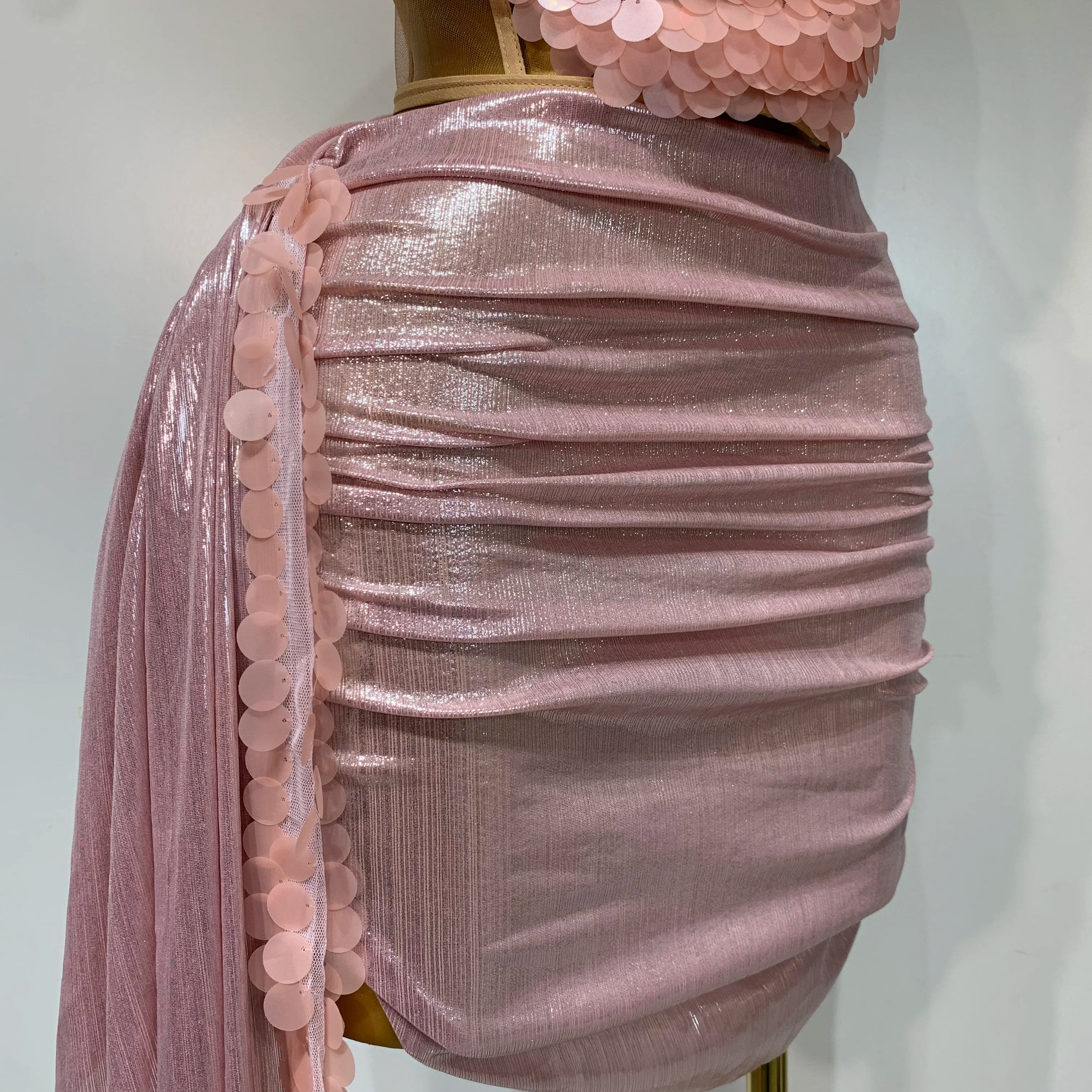 Sparkly Sequins Short Dress Women Sexy Party Evening Prom Celebrate Birthday Photo Shoot Two-piece set Nightclub Dance Costume