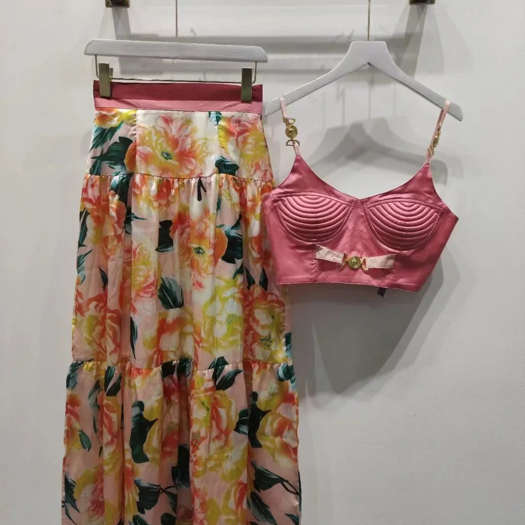 Ladies Fashion Shirt 3D Printing Corset Sexy Suspenders Womens Vest y2k Clothes New Plunge+Bustier 2 Pcs Set 2