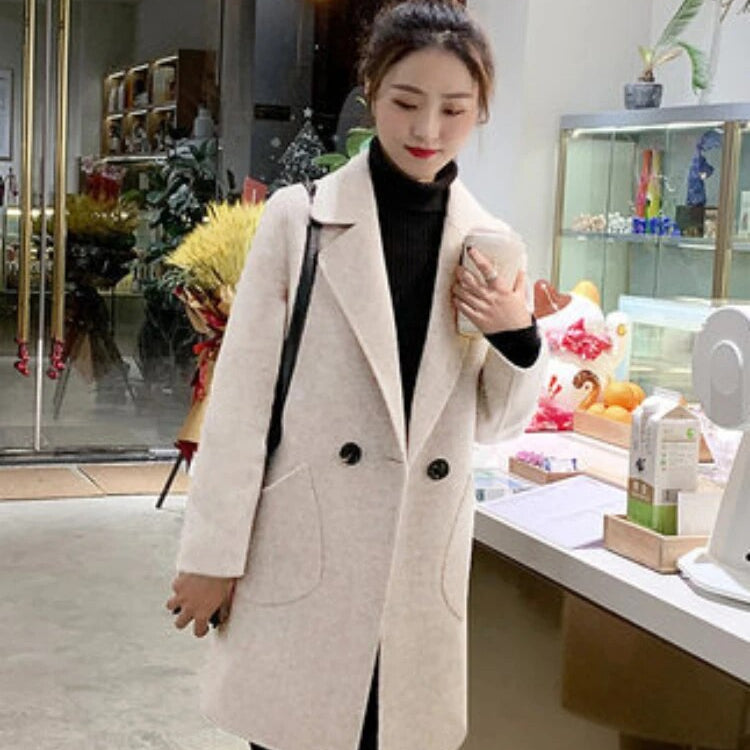 Winter Jackets for Women 2024 Autumn Korean Fashion Loose Mid-length Trench Coat Vintage Thick Suit Women's Clothing Outerwears Beige