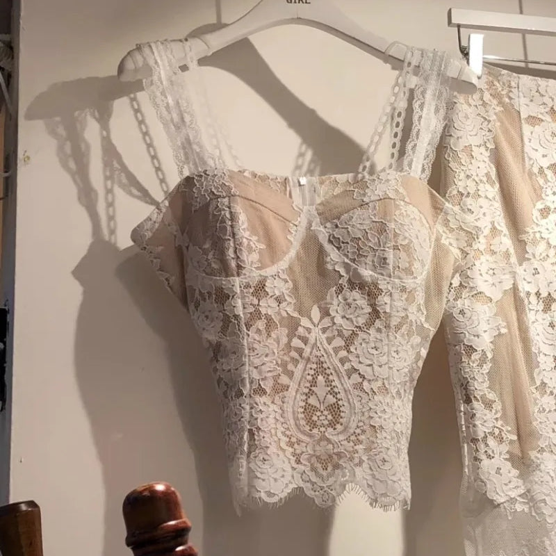 Crop Top Women Clothing Sexy Crochet Ropa Mujer Tank Slim Black Lace Shirts s & Tees Tanks Camis Blusas Summer