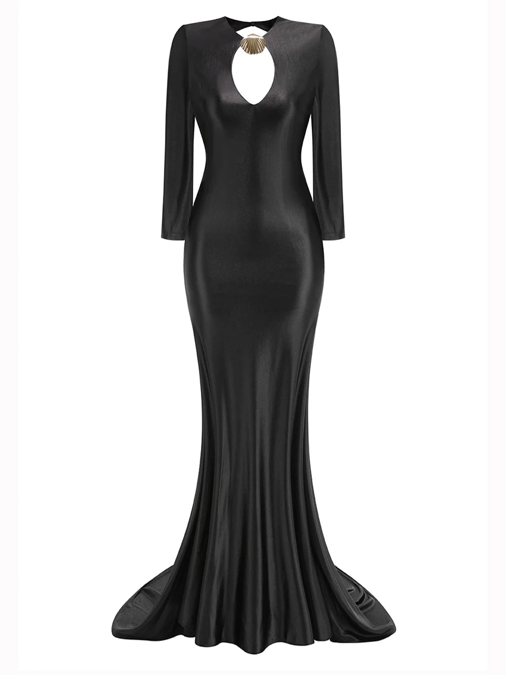 Elegant Solid Women Long Sleeved Floor Length Dress Sexy Party Backless Slim Female Maxi Dresses 2025 Summer New Chic Lady Robe