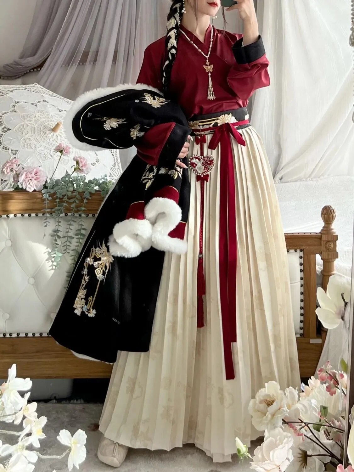 Winter Original Song Dynasty 2024 Hanfu Woolen Sweater Thickened Double-breasted Long Jacket Women Longuette for Girls and Women