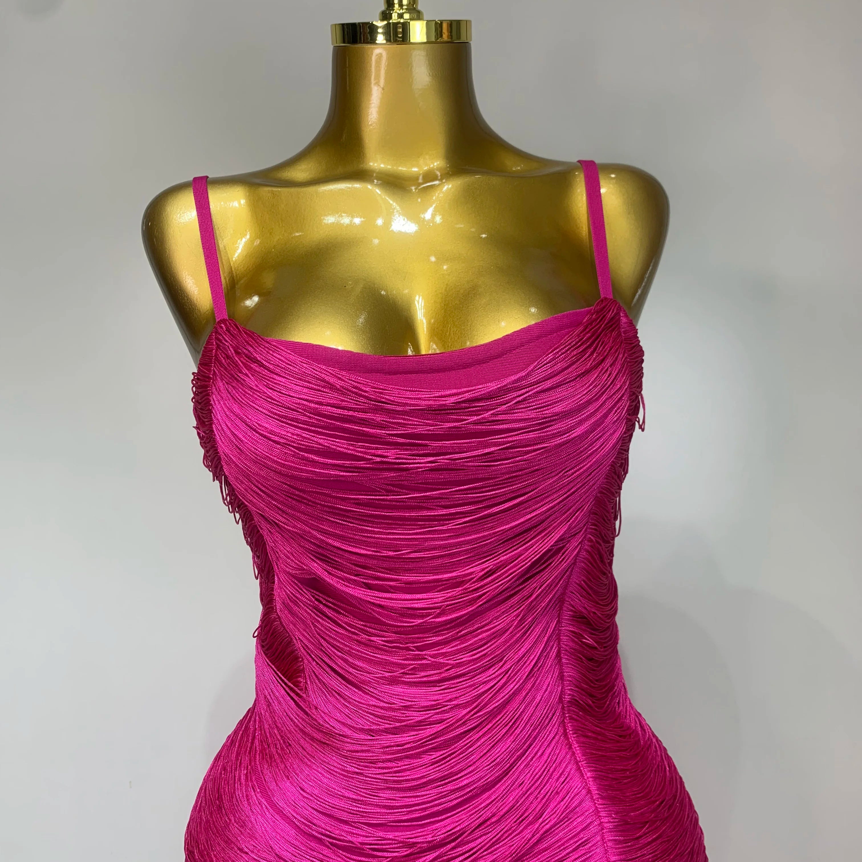 Women Sexy Backless Tassel Bodycon Bandage Dresses Celebrity Elegant Evening Party Nightclub Luxury Birthday Party Outfit ﻿