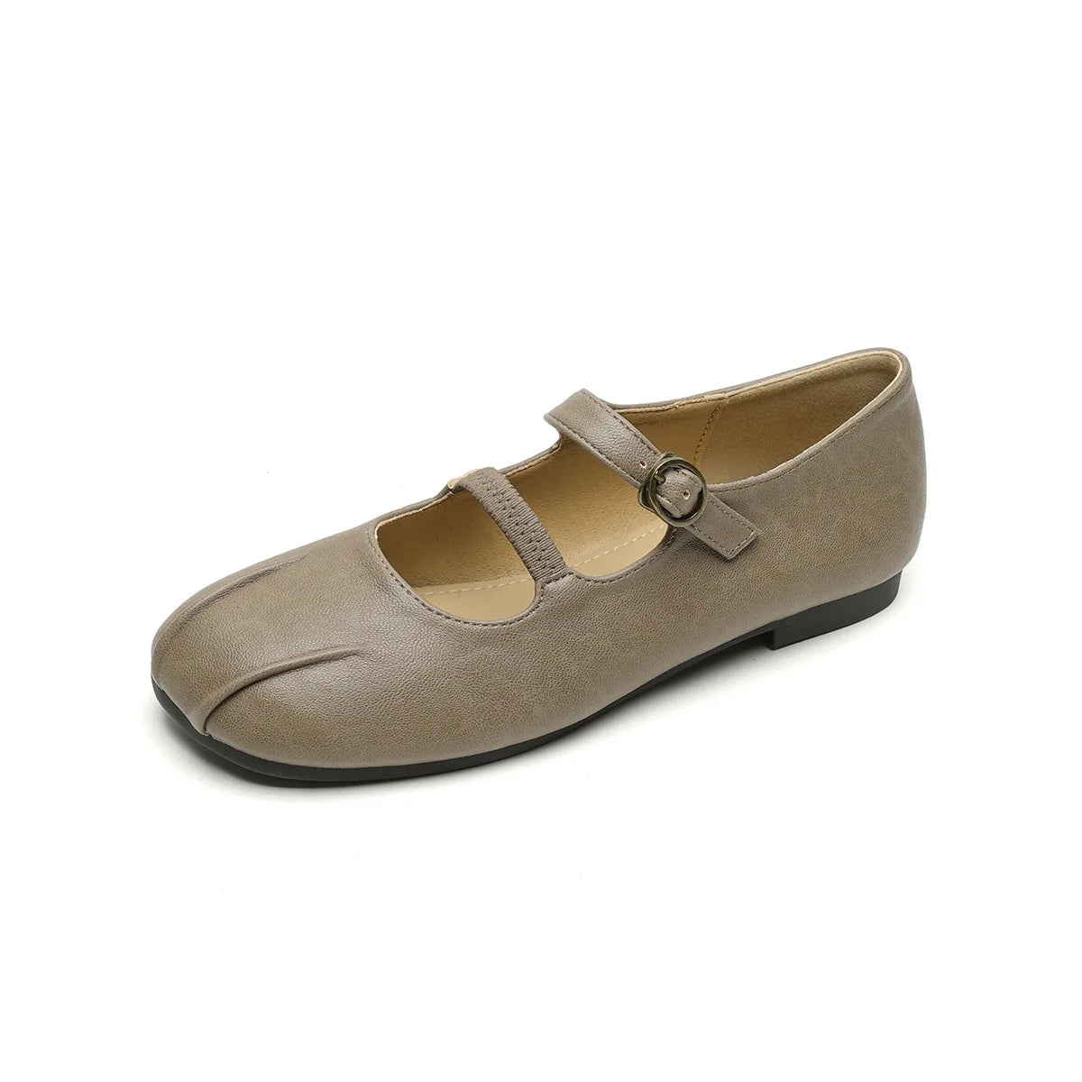 New spring women's outerwear shoes Round toe design Mary Jane shoes Ladies' casual flat shoes Work boat shoes Large sizes 41-43 Dark Grey