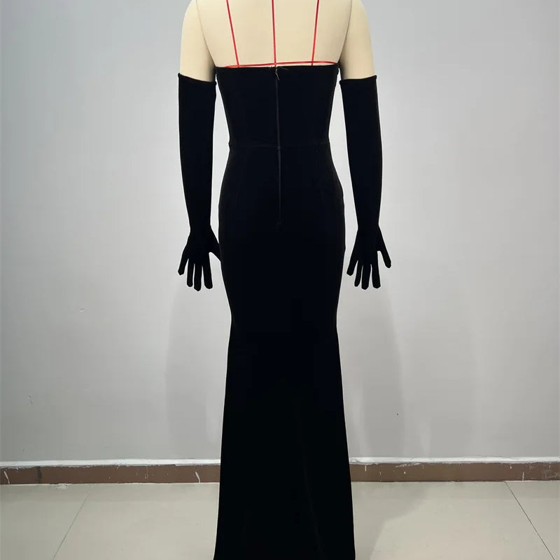 Luxury Diamonds Sexy V-Neck Strapless Package Hips Bandage Dress Fashion Woman Evening dress Celebrity Cocktail Party Outfit