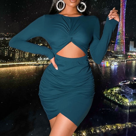 Women's 2024 Dress New Explosive Bag Hip Skirt Crop Female Skirt blue