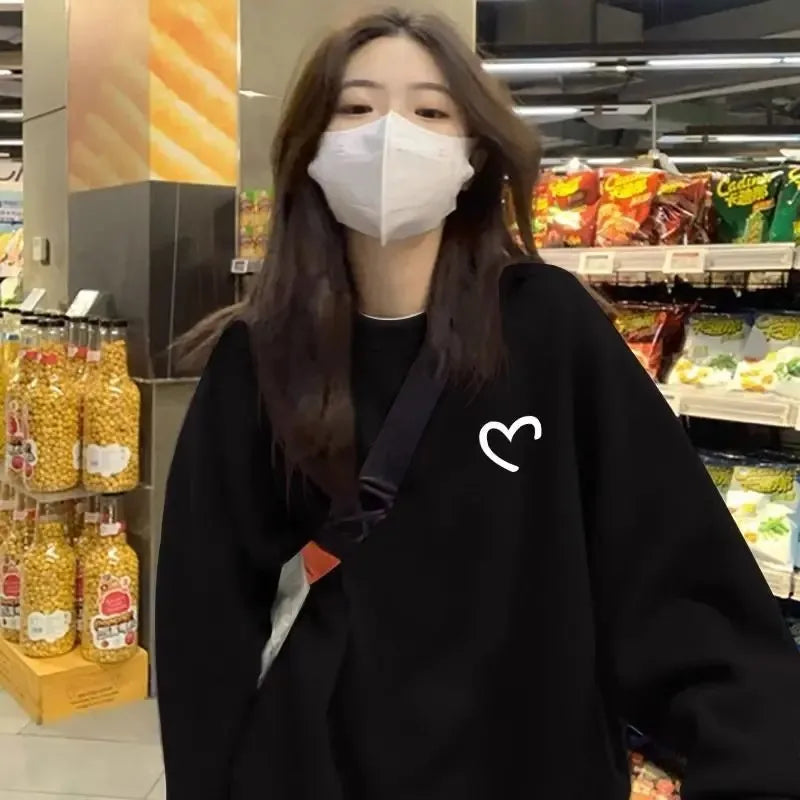 Women Sweater Casual Pullovers Autumn Winter Basics Knitted Korean Loose Striped O-neck Long Sleeve Elegance Sweet C-Thin-Black One Size