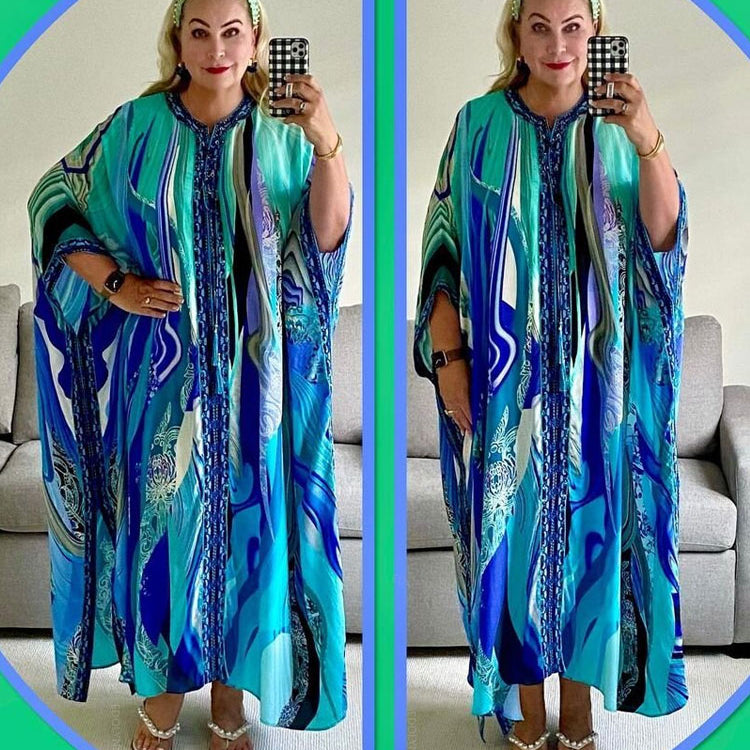 Quick-drying Bohemian Summer Beach Dress Swim Wear Cover Up Tunic Sexy Robe Kaftan