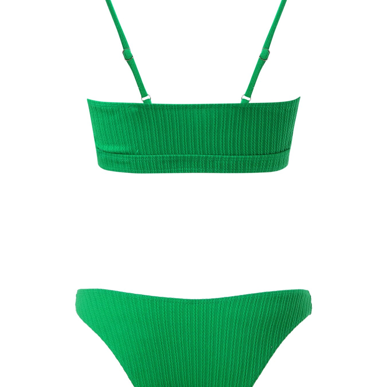 Ribbed Metal Circle Low Waist Bikini Sets Swimsuit - Green Sexy Two Pieces Beachwear