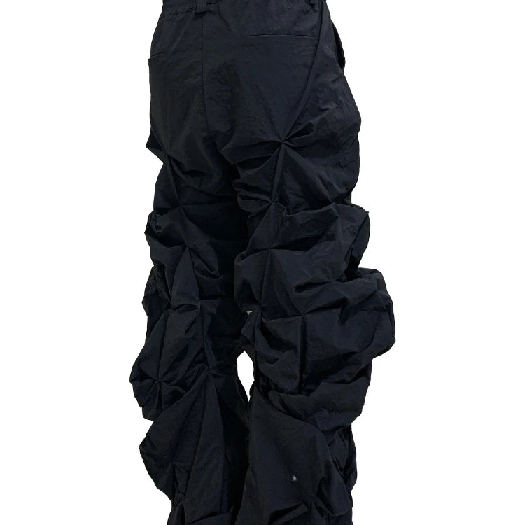 Lautaro Autumn Long Black Waterproof Stacked Pants for Mens with High Elastic Waist Luxury Designer European Fashion Clothing