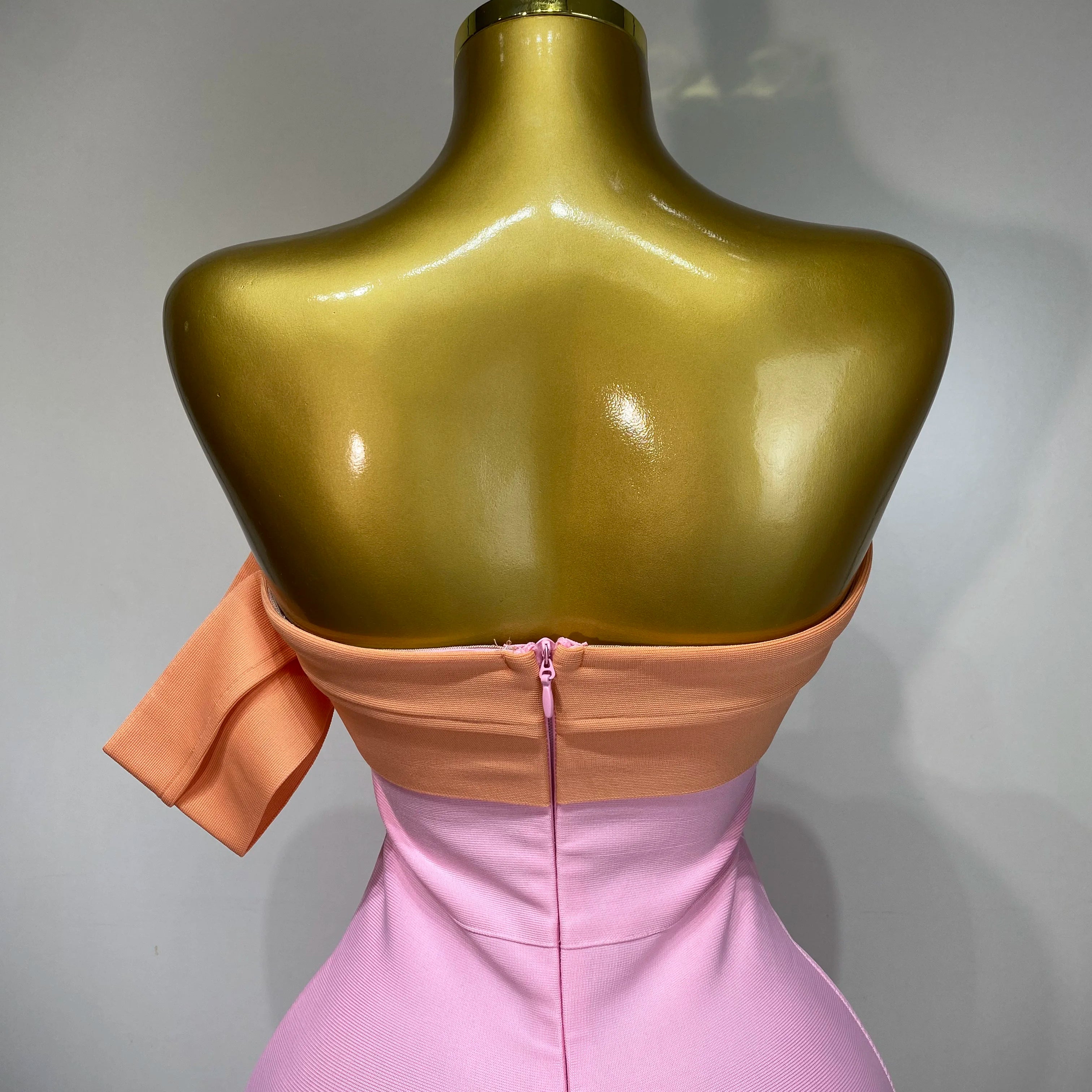 Women Sexy One Shoulder Color Block Bodycon Bandage Dress 2025 Celebrity Elegant Evening Club Luxury Birthday Party Outfit