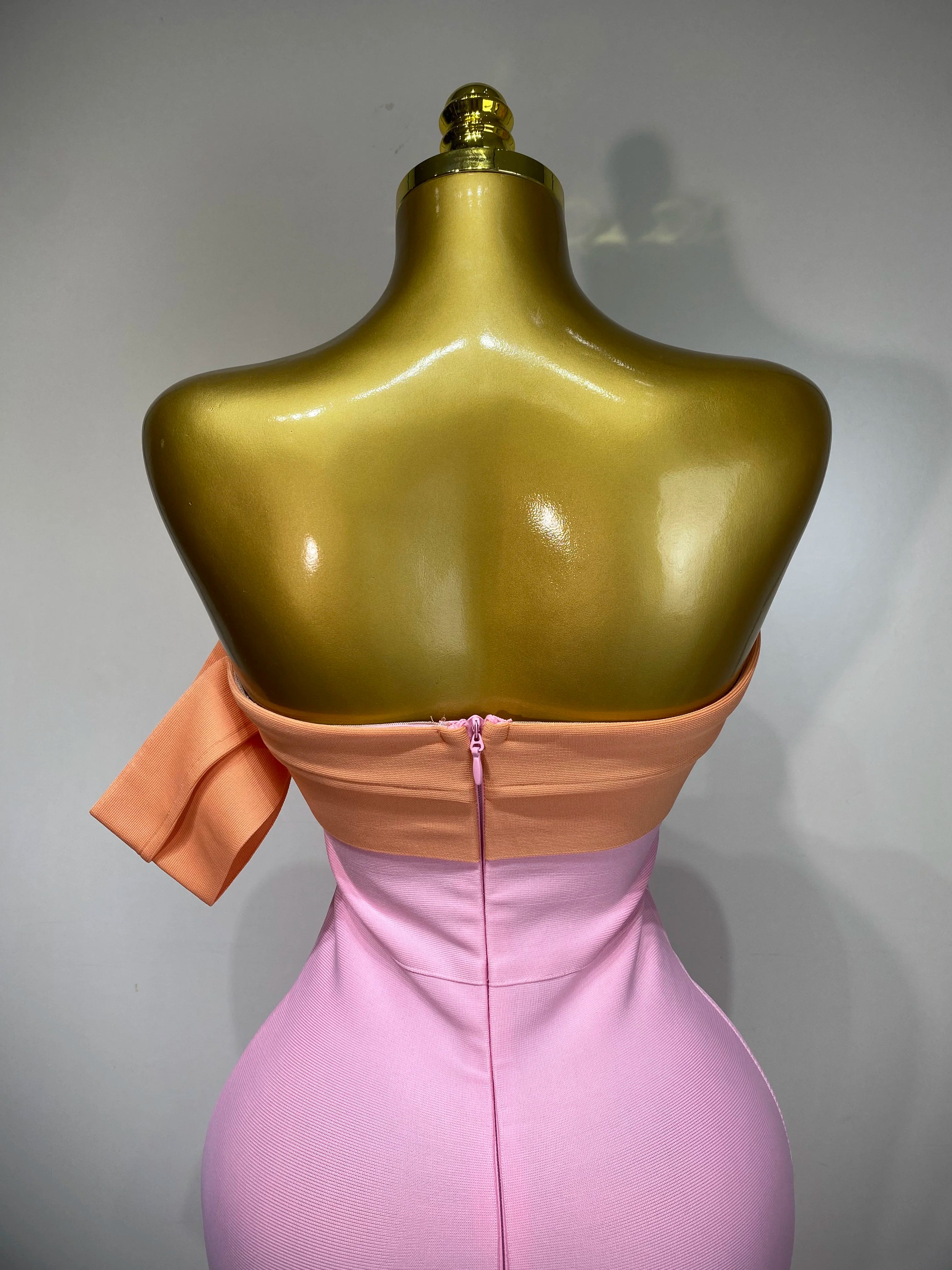 Women Sexy One Shoulder Color Block Bodycon Bandage Dress 2025 Celebrity Elegant Evening Club Luxury Birthday Party Outfit