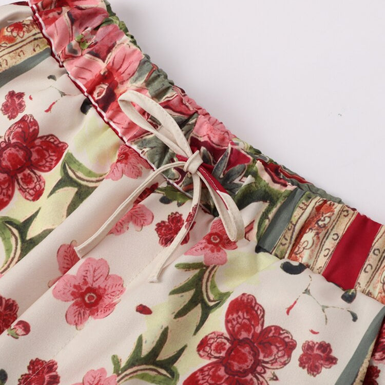 Printed Notched Blazer Women Suits With Belt Elastic High Waist Wide Leg Female Pants Two Piece Set Long Sleeve Top Outfits