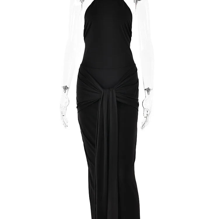 JULISSA MO Sexy Backless Bandage Halter Women Maxi Dress Sleeveless Evening Dress Femme Spring Slim Elegant Party Clubwear 2024
