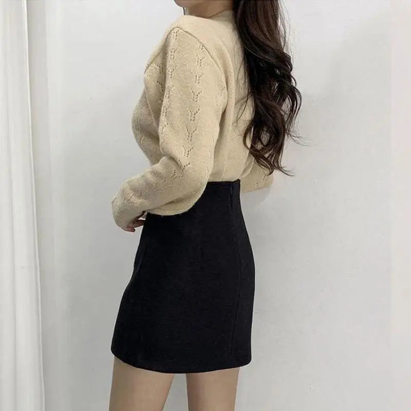 Skirts Women Split Elegant Office Ladies Spring Mujer Faldas Casual Hot Sale A-line Black Hot Sale Design Comfortable