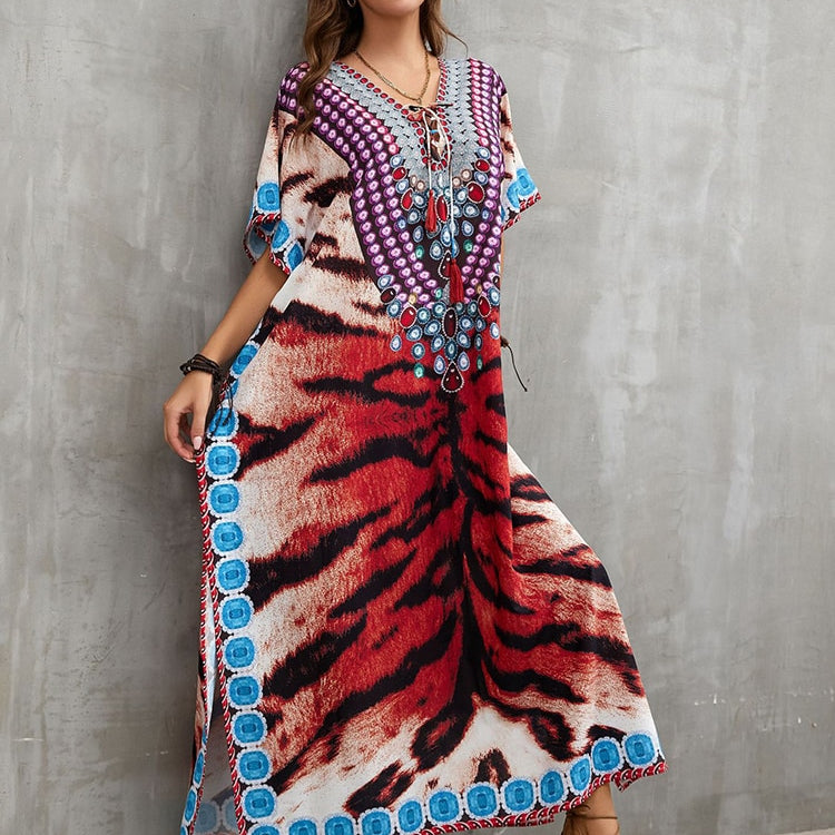 Plus Size Beach Cover Up Robe Plage Pareo Long Dress Summer Beachwear Swimsuit Cover Up Tunic For Beach Kaftan Dress Color 08 One Size