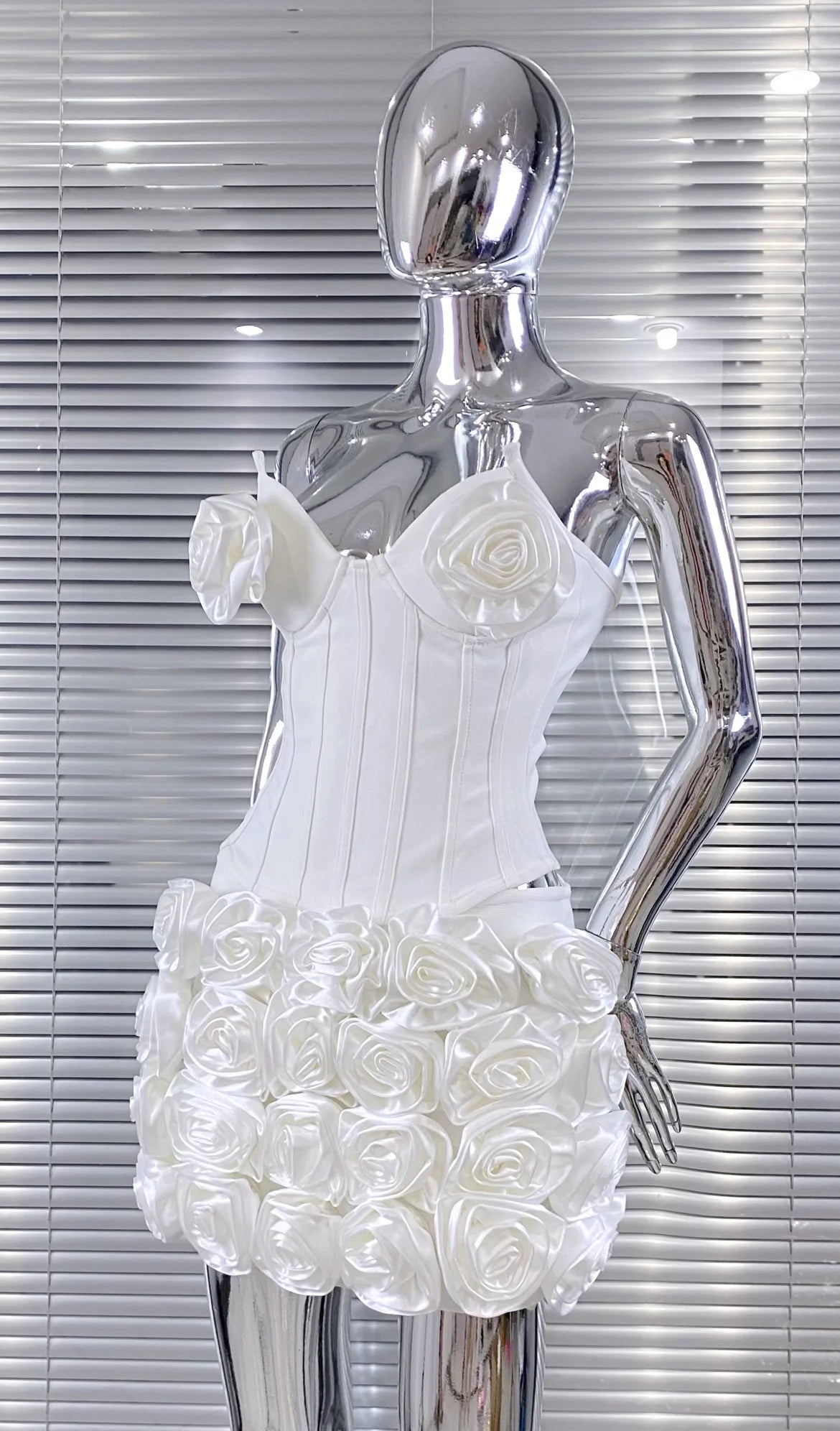 New White Color Women Sexy Full Florals 2 Pieces Bodycon Mini Bandage Dress Celebrate Nightclub Party Birthday Vacation Wear