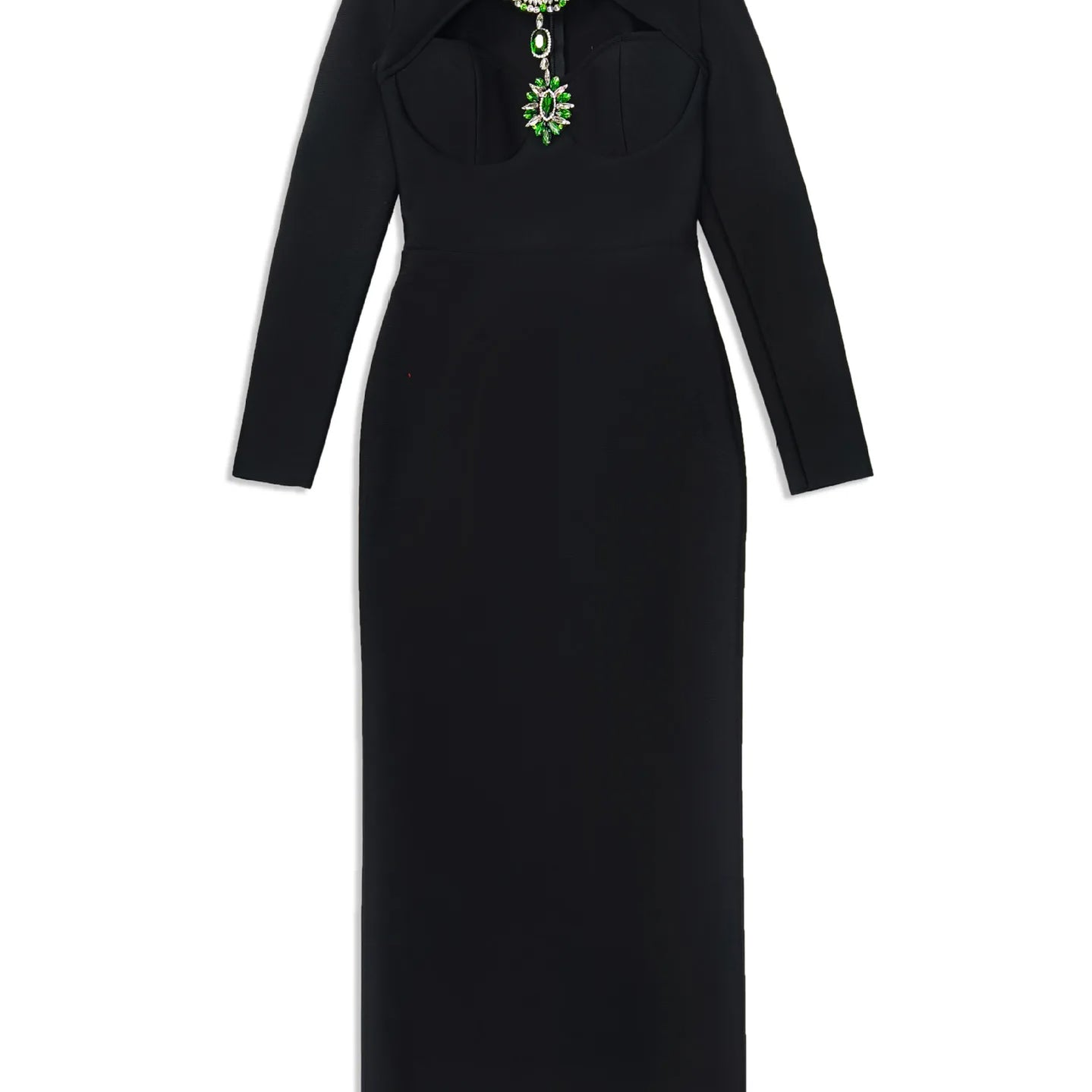 Top Women Long Sleeve Shinning Crystal Keyholes Bodycon Bandage Long Dress Elegant Evening Party Celebrate Outfit