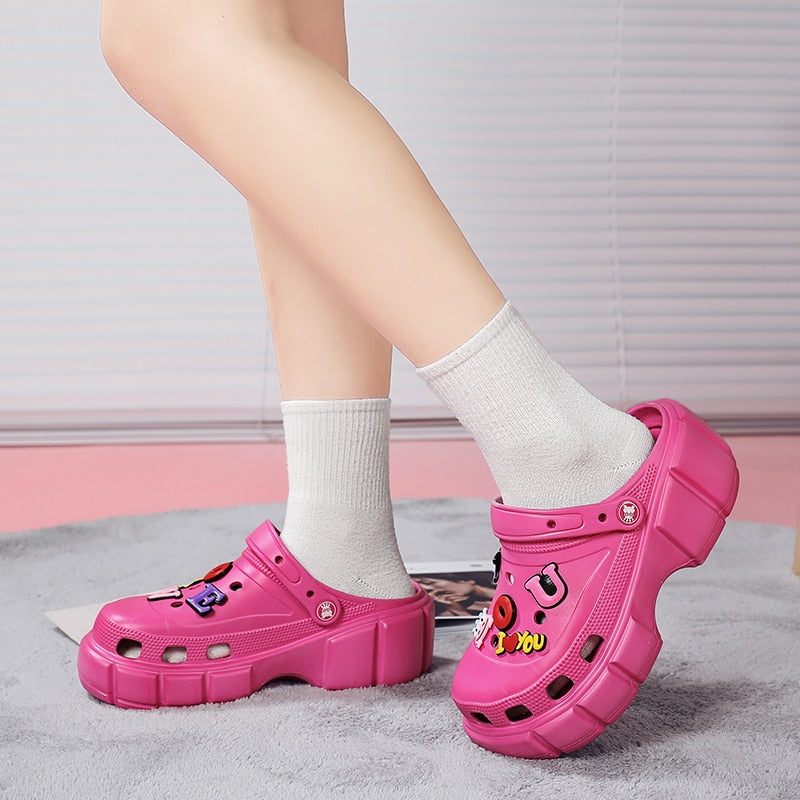 Summer Women Slippers 6cm Platform Sandals Outdoor Clogs Street Beach Slippers Massage Indoor Home Bathroom Slides Flip Flops