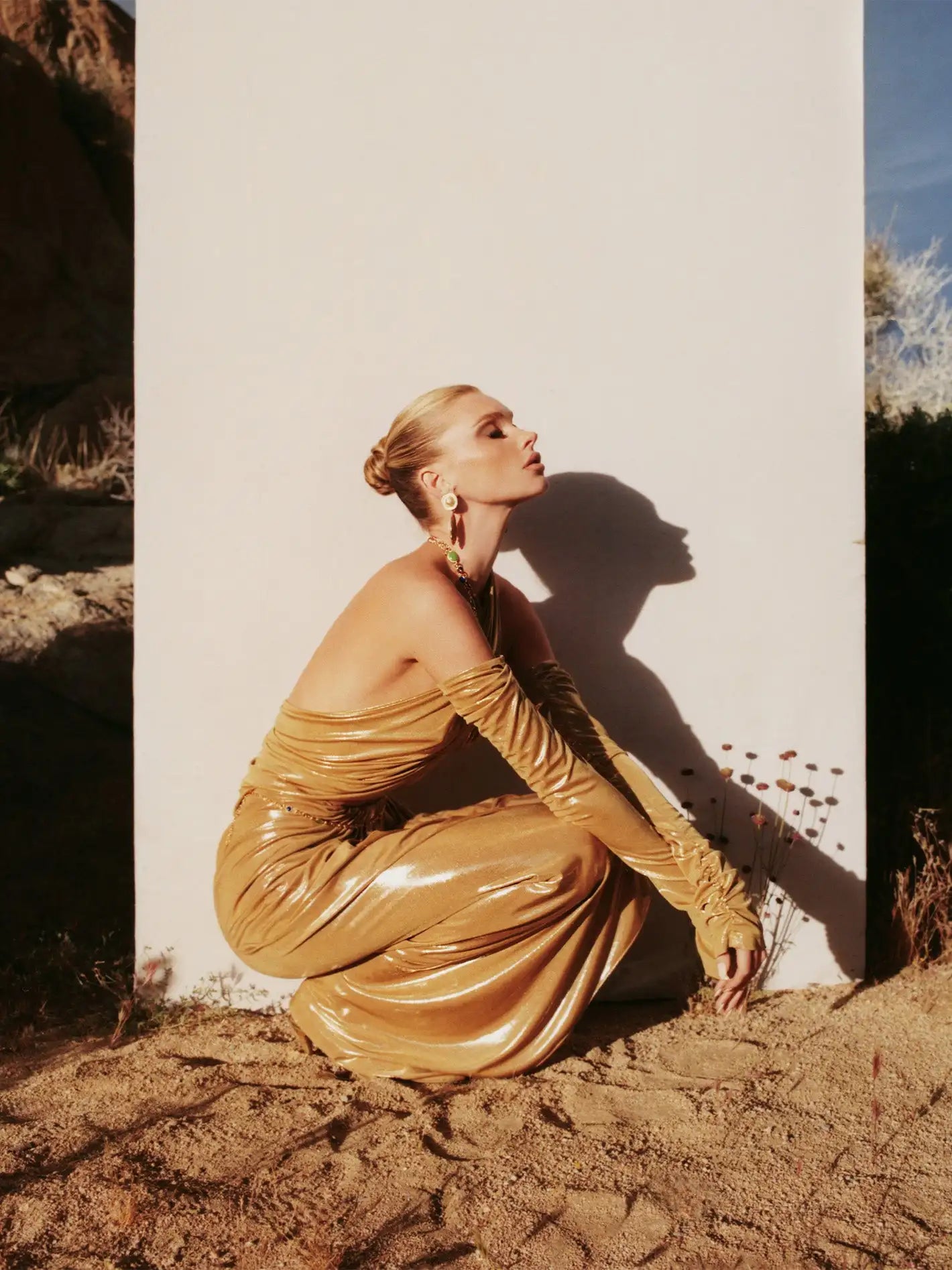 Golden Color Women Sexy Halter Off the Shoulder Bodycon Long Dress Gloves Fashion Evening Party Cocktail Birthday Dress