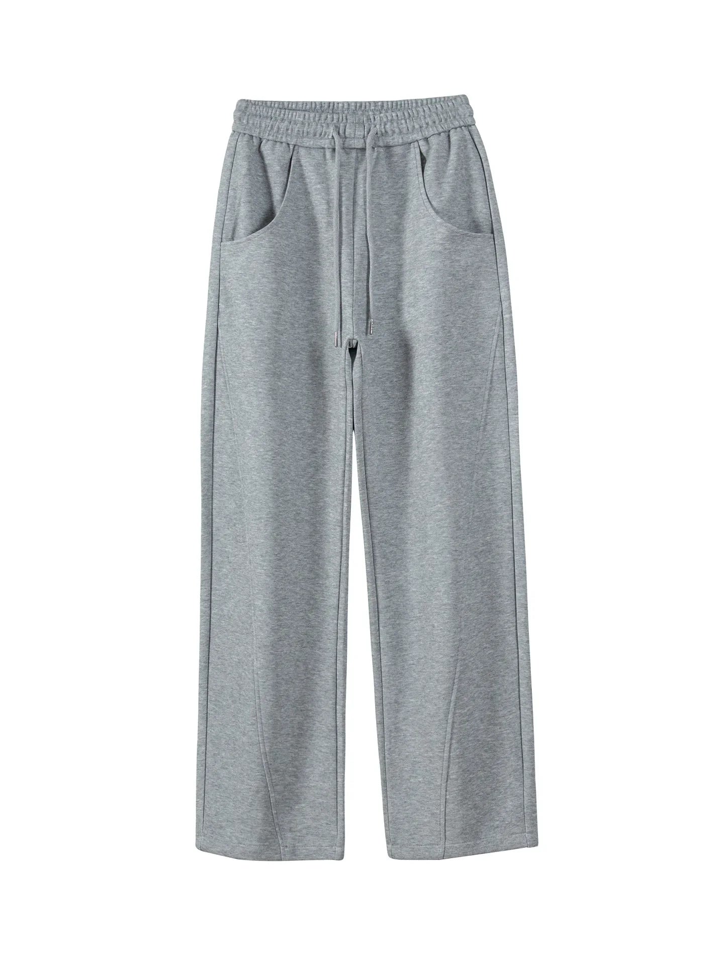 Leisure sanitary pants, feminine temperament, versatile for commuting, fashionable elastic waist pocket, straight tube GRAY