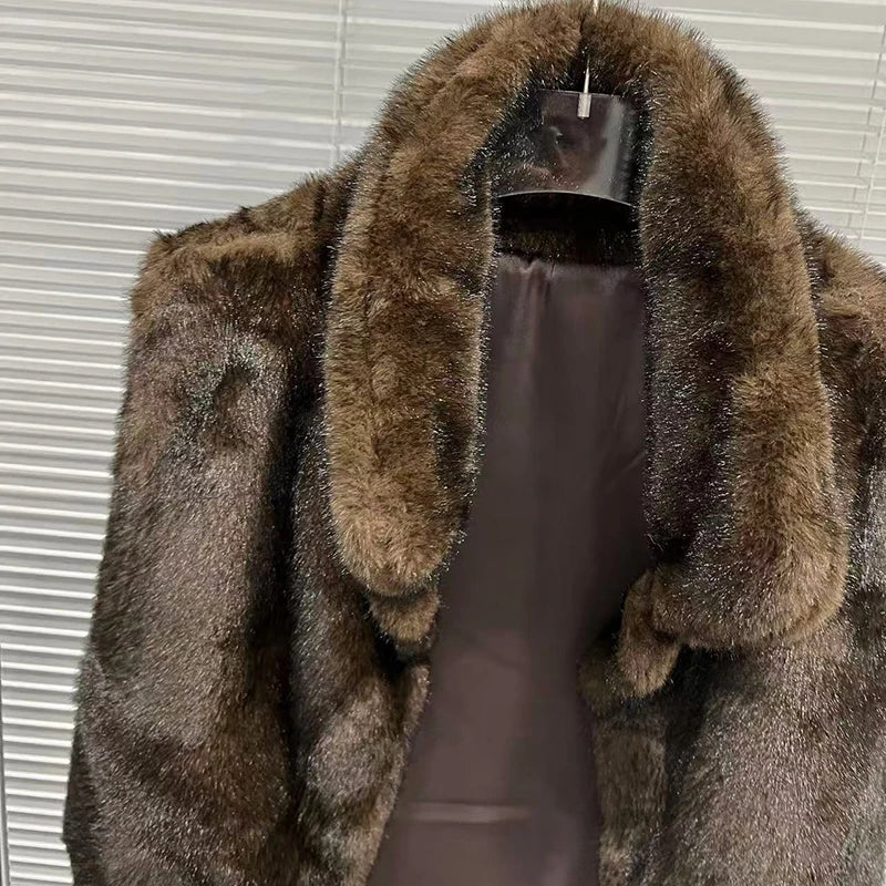 Autumn Winter Vintage Style Short Shawl Stand Collar Mink Fur Vest For Women Irregular Sleeveless Coat Female 11A07635