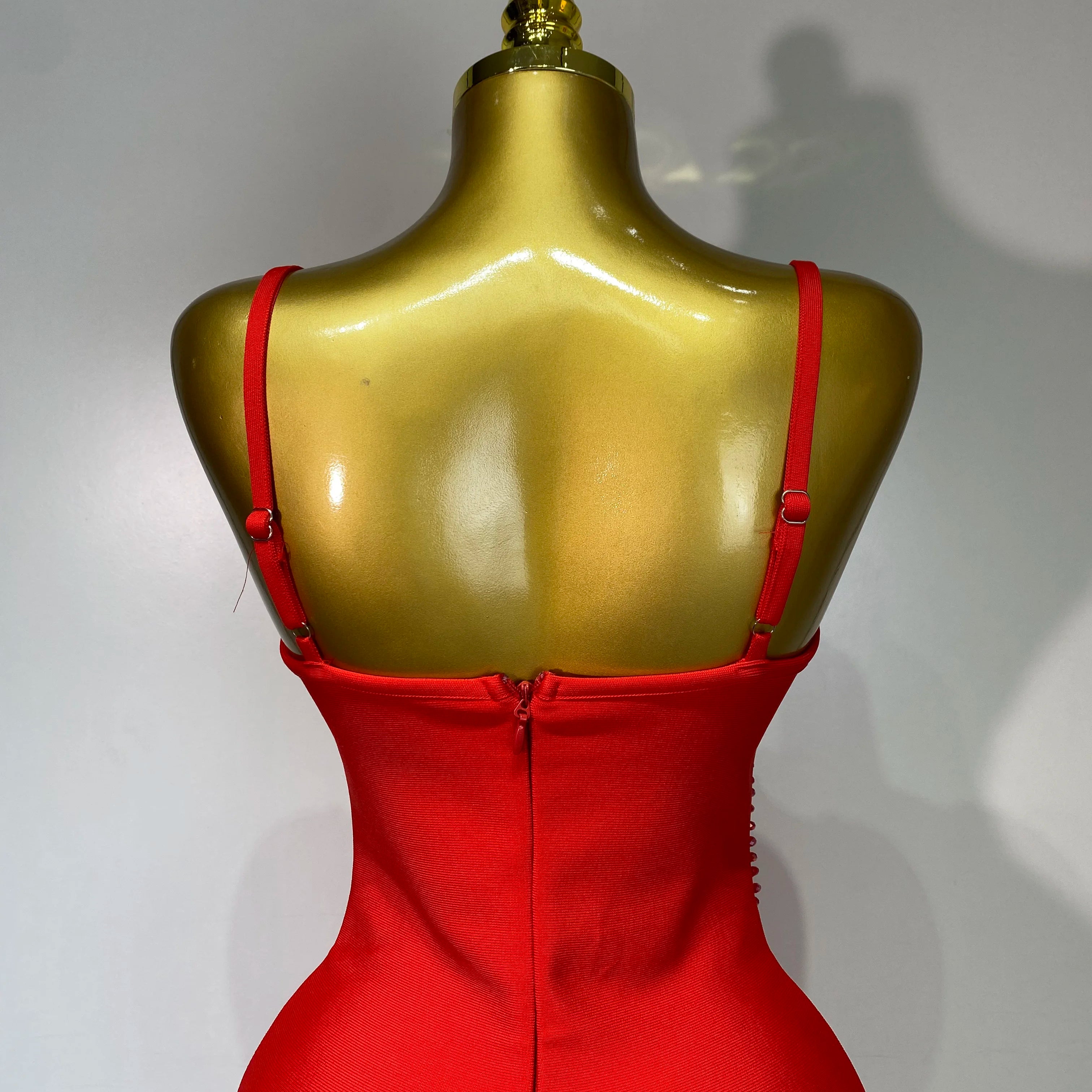 Women Sexy Backless Beading V Neck Bodycon Bandage Dress Club Party Celebrity Elegant Luxury Birthday Dresses Wedding Guest Gown