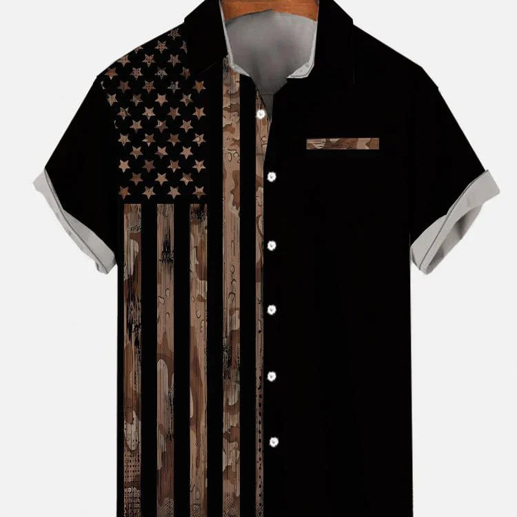 Men's Shirts American Flag Eagle pattern 3D Print Tops New Summer Casual Fashion Beach Party Tops Short Sleeves Men Clothing CSC04F2024041M5