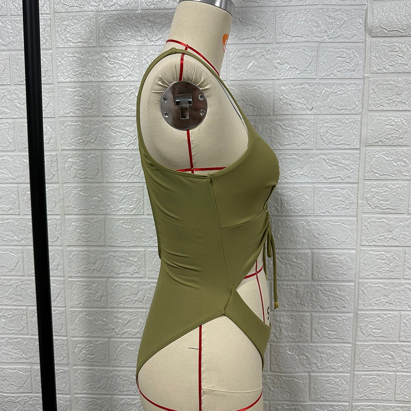 Swimsuit Sexy Bikini one Piece solid bikini swimsuit High Waist