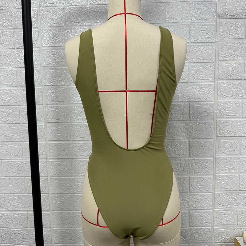 Swimsuit Sexy Bikini one Piece solid bikini swimsuit High Waist