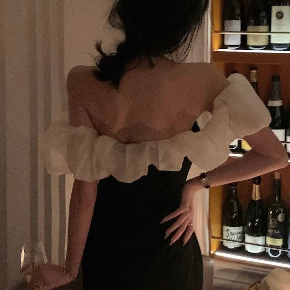 Summer Off Shoulder Patchwork Dress For Women Party Elegant Fashion Outfits Elegant Midi Bodycon Clothing Vestidos