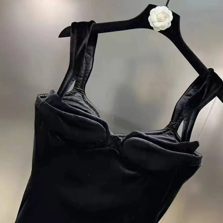 Sexy Chest Wrapping Black Dress Summer European Irregular Split Open Leg Sling Dress Women Strapless Party Mini Dress G019