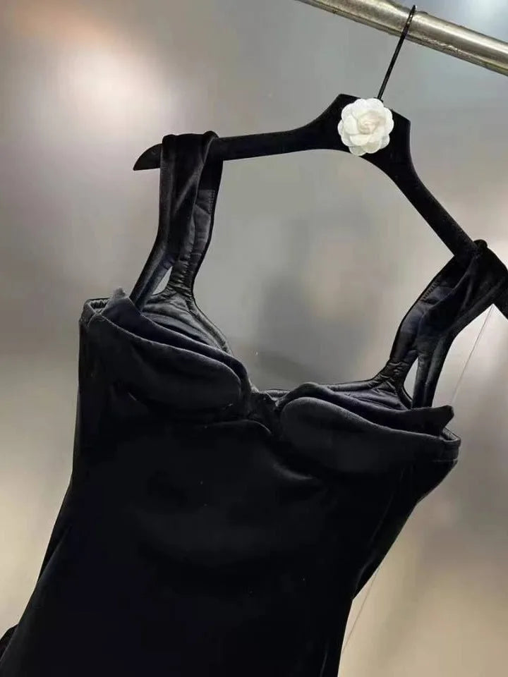 Sexy Chest Wrapping Black Dress Summer European Irregular Split Open Leg Sling Dress Women Strapless Party Mini Dress G019