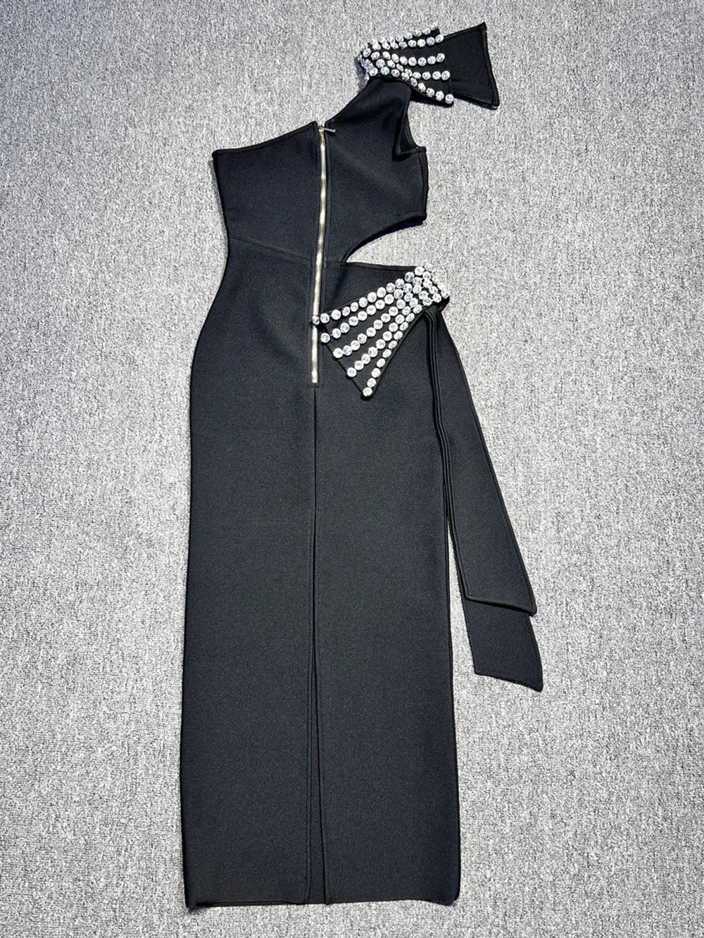 2024 Sexy Women's Light Luxury Nail Diamond Bandage Dress One Shoulder Slant Neck Bodycon Waist Long Dress Evening Party Vestido