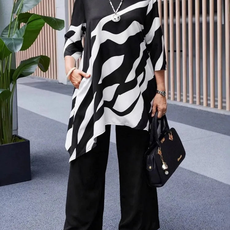 2 Piece Women Sets 2025 Plus Size Summer Matching Sets Print Two Pieces Sets Top And Pants Suits Outfits Clothing