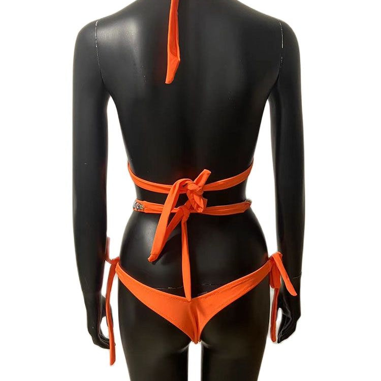 Swimwear Bikini Sets Swimsuit 2024 Summer Beach Shiny Crystal Rhinestone Padded Push Up Bikinis Set Outfits For Women