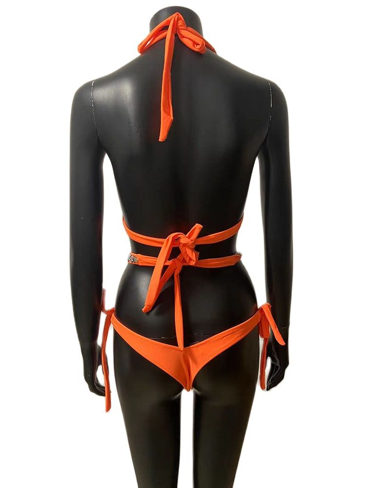 Swimwear Bikini Sets Swimsuit 2024 Summer Beach Shiny Crystal Rhinestone Padded Push Up Bikinis Set Outfits For Women